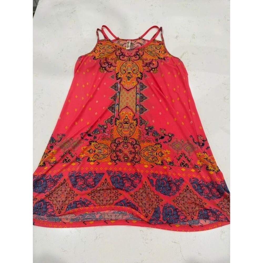 Sun dress bright pink print
